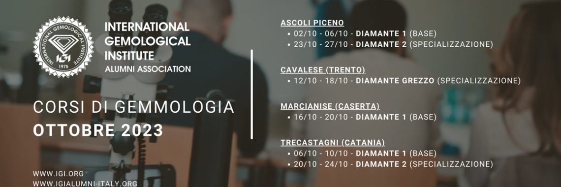 Corsi di gemmologia IGI in Italia ad Ottobre 2023
