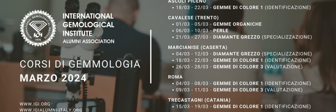 calendario corsi di gemmologia marzo 2024