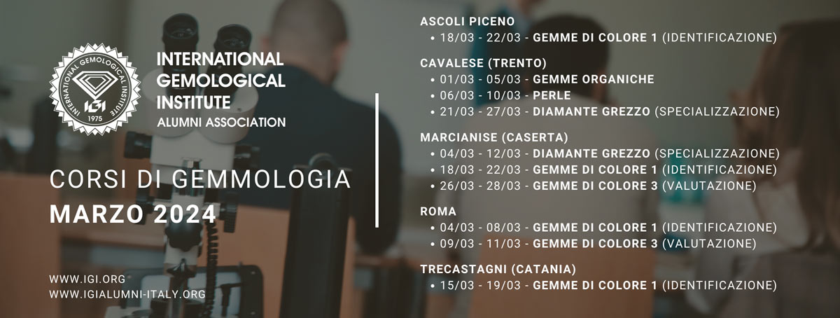 calendario corsi di gemmologia marzo 2024
