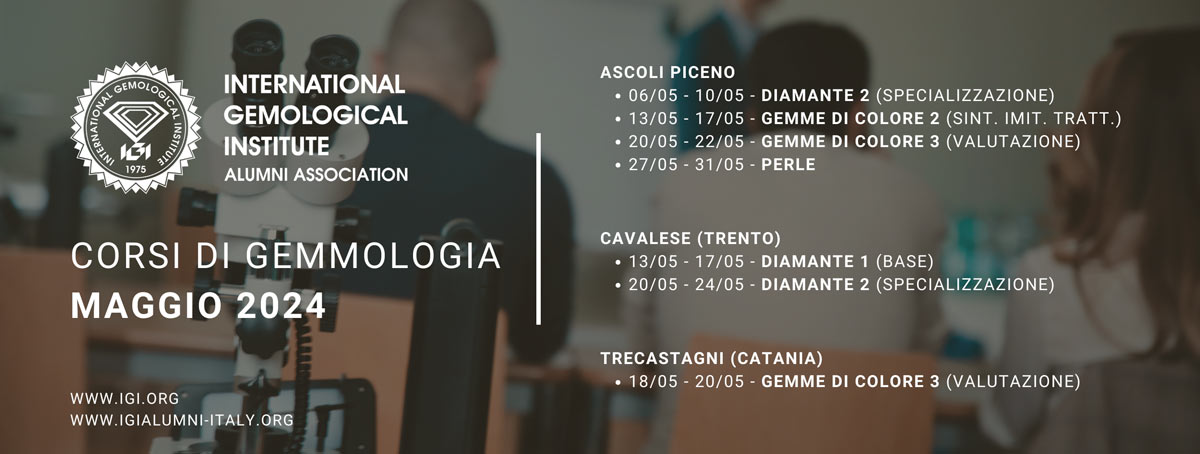 calendario corsi di gemmologia maggio 2024