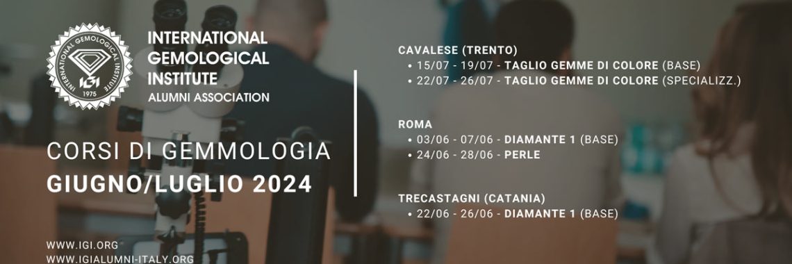 calendario corsi di gemmologia giugno e luglio 2024