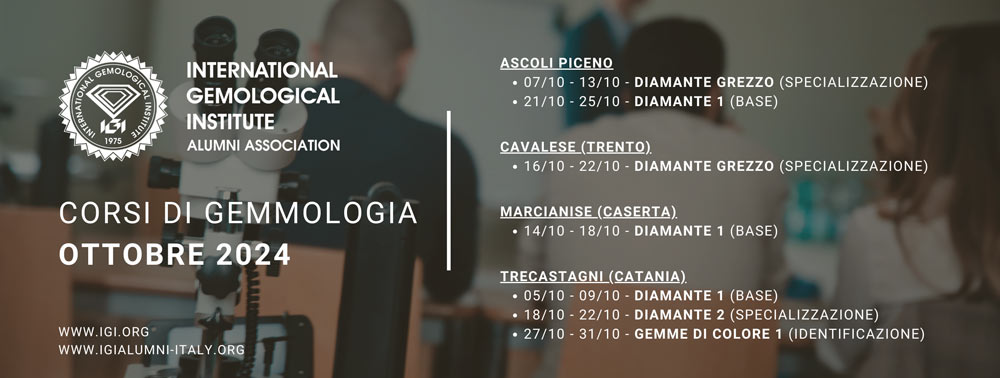 calendario corsi di gemmologia ottobre 2024