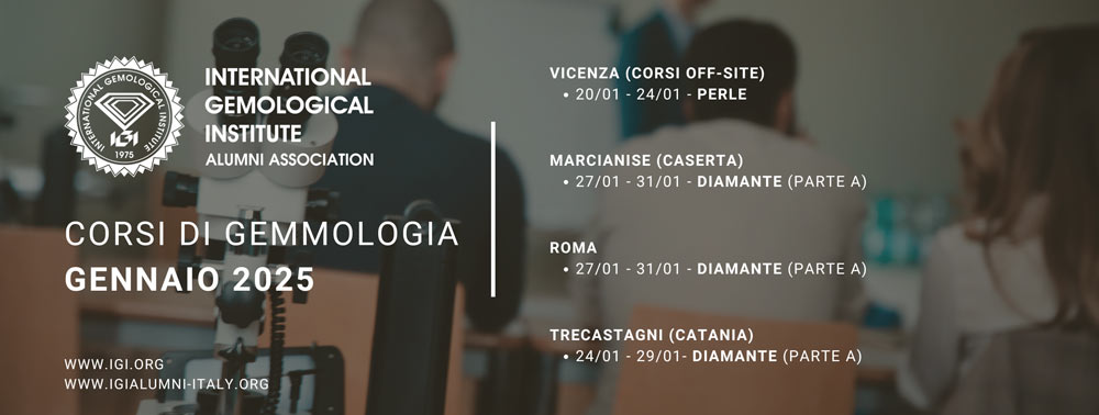 Corsi di gemmologia IGI in Italia a Gennaio 2025