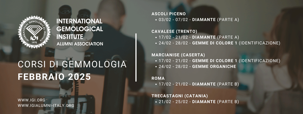 Corsi di gemmologia IGI in Italia a Febbraio 2025