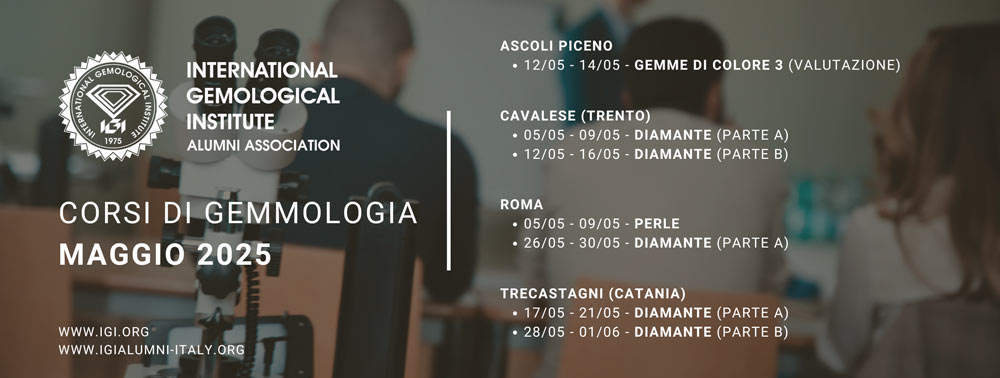 Corsi di gemmologia IGI in Italia ad Aprile 2025