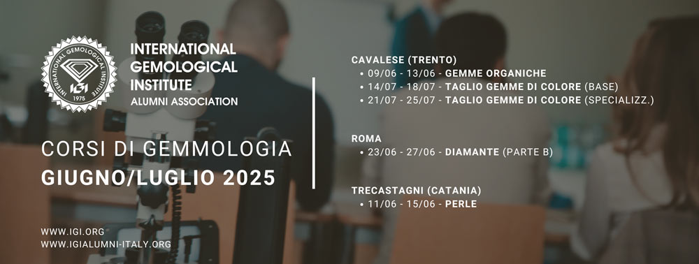 Corsi di gemmologia IGI in Italia a Giugno e Luglio 2025
