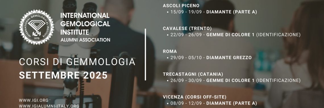 Corsi di gemmologia IGI in Italia a Settembre 2025