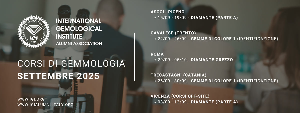 Corsi di gemmologia IGI in Italia a Settembre 2025
