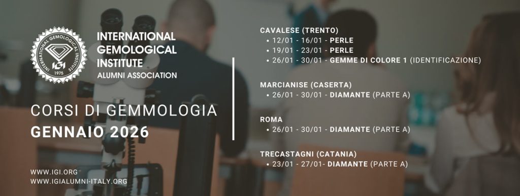 Corsi di gemmologia IGI in Italia a Gennaio 2026